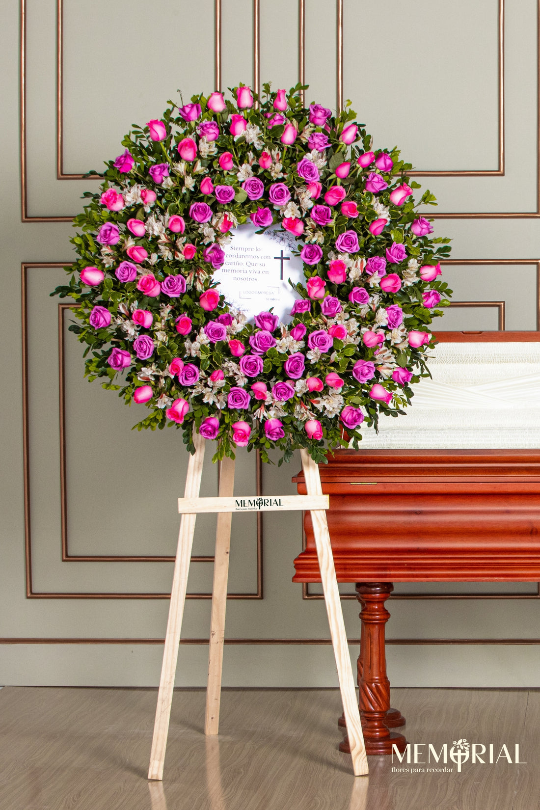 Corona Circular con Rosas Lilas y Rosadas