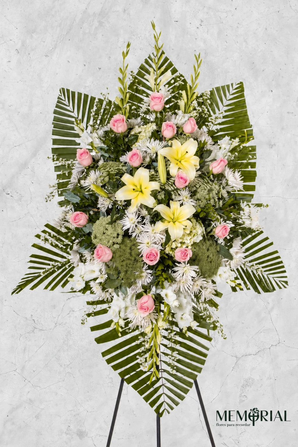 Lágrima de Condolencias de Rosas Blancas, Liliums y Gladiolos – lágrima fúnebre para funeral en Lima