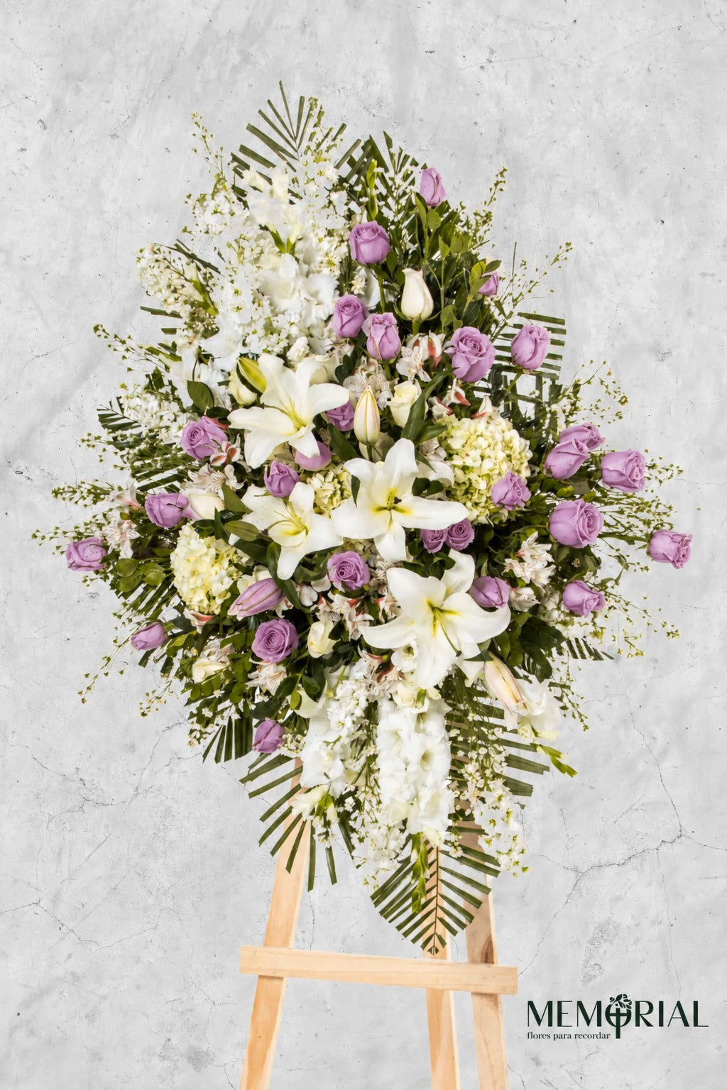 Lágrima de Condolencias de Hortensias y Rosas Blancas Grande – lágrima fúnebre para funeral en Lima