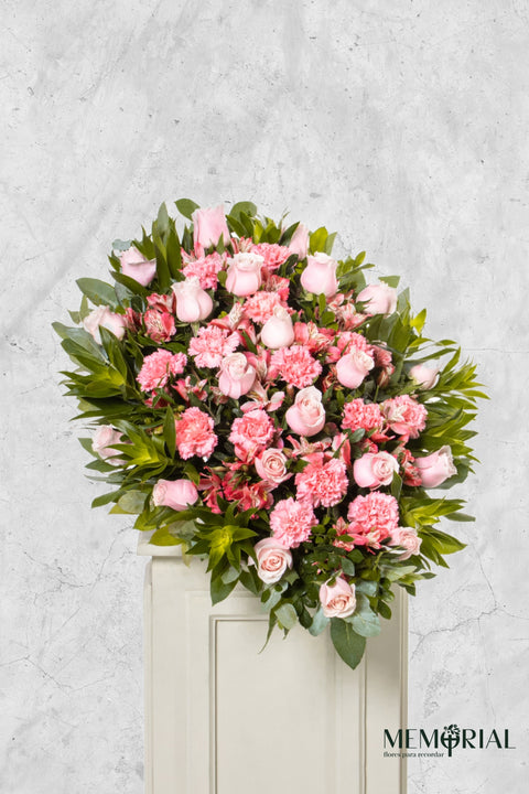 Lágrima de Piso con Rosas Titanic, Clavelón y Astromelia – lágrima fúnebre para funeral en Lima