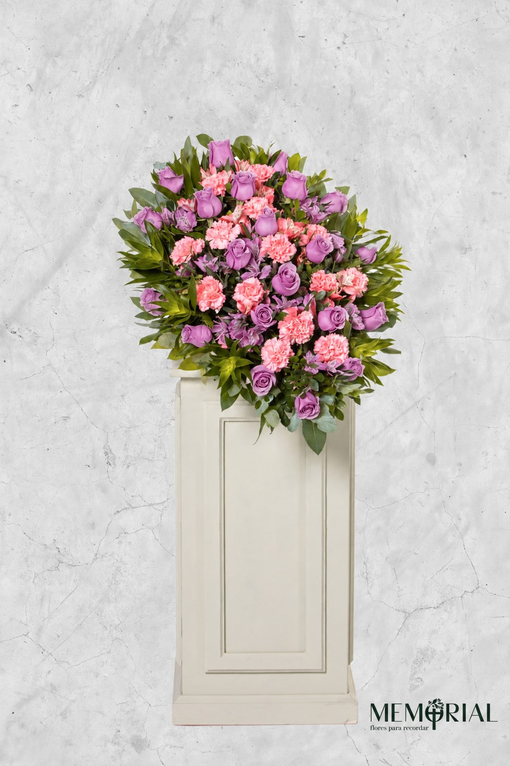 Lágrima de Piso con Rosas Titanic, Clavelón y Astromelia – lágrima fúnebre para funeral en Lima