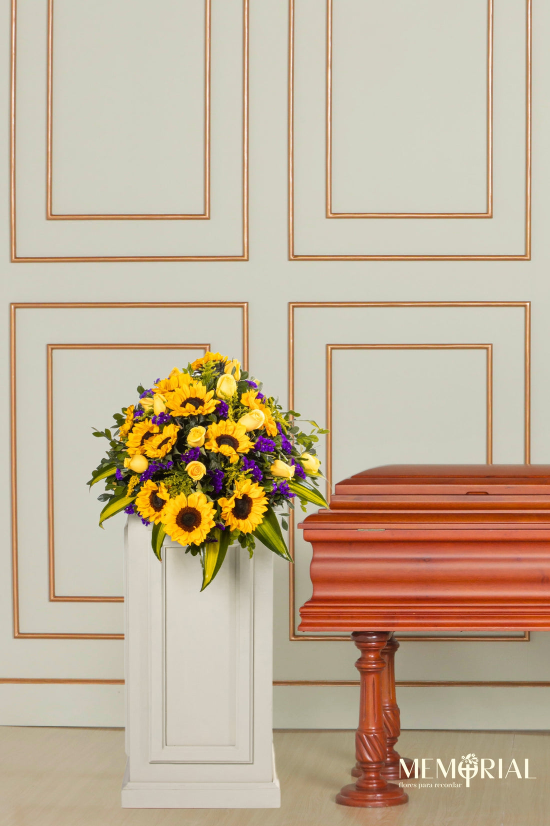 Lágrima de Piso con Rosas Amarillas y Girasoles