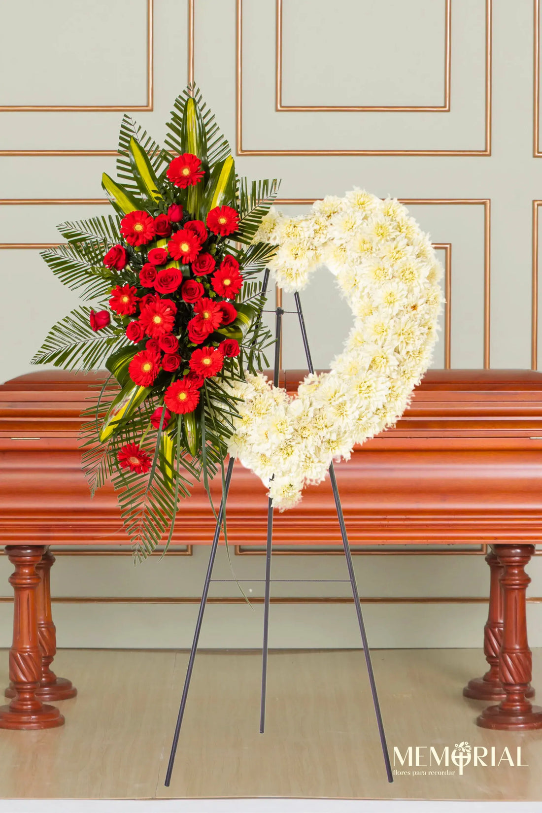 Tributo Carmesí con Dalias y Gerberas Rojas