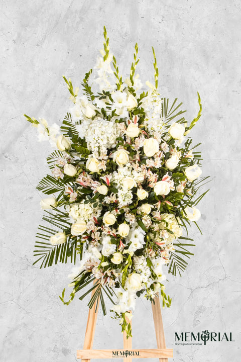 Lágrima de Condolencias de Hortensias y Rosas Blancas – lágrima fúnebre para funeral en Lima