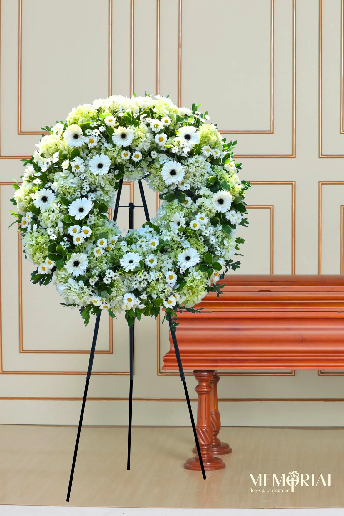Corona Circular de Condolencias de Margaritas y Gerberas